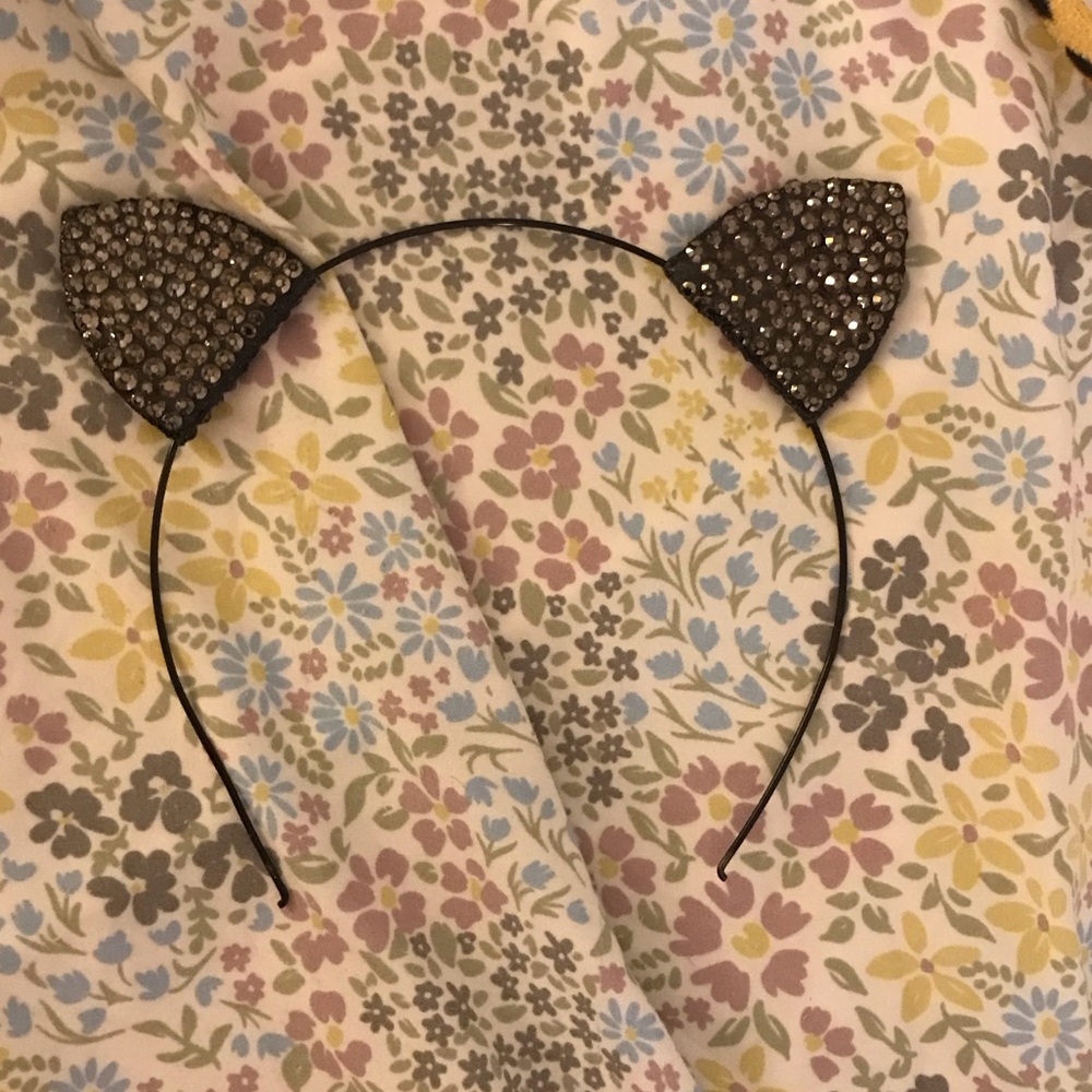 Claire's Black Rhinestone Cat Ear Headband